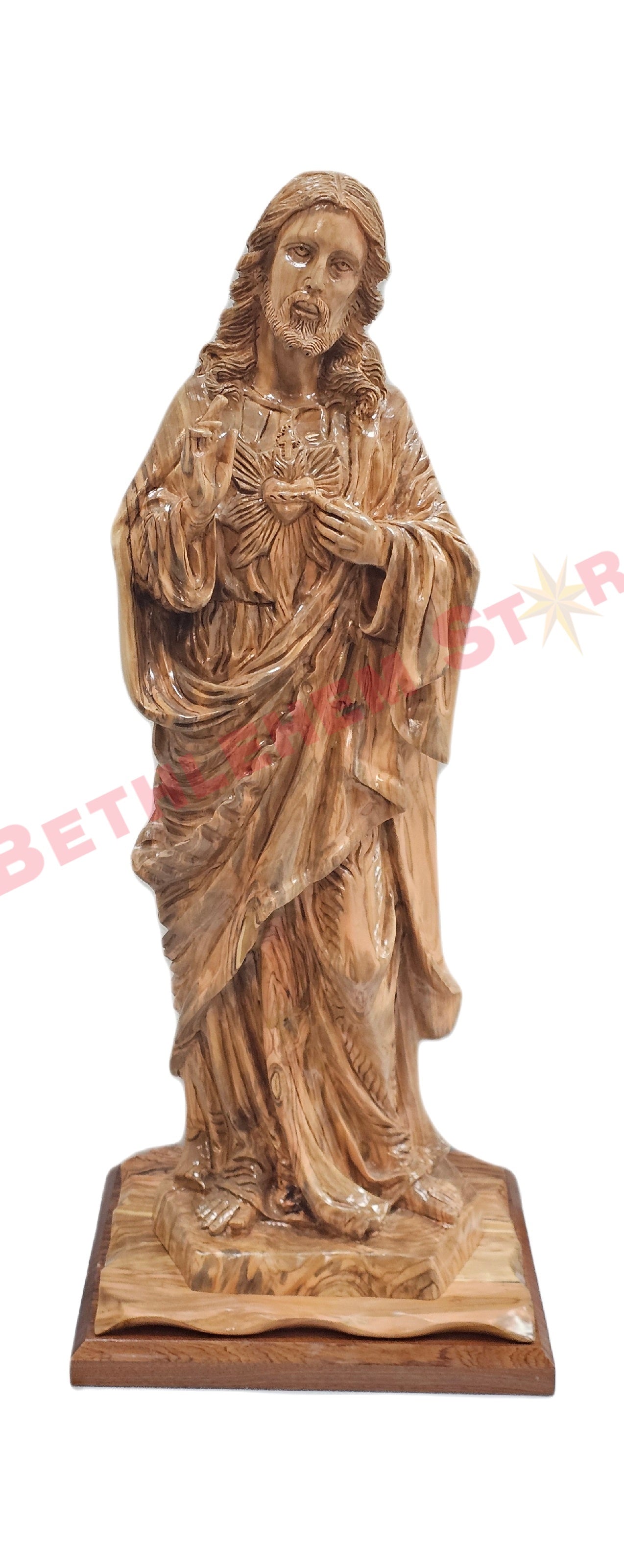 The Sacred heart of Jesus professionally hand carved from olive wood