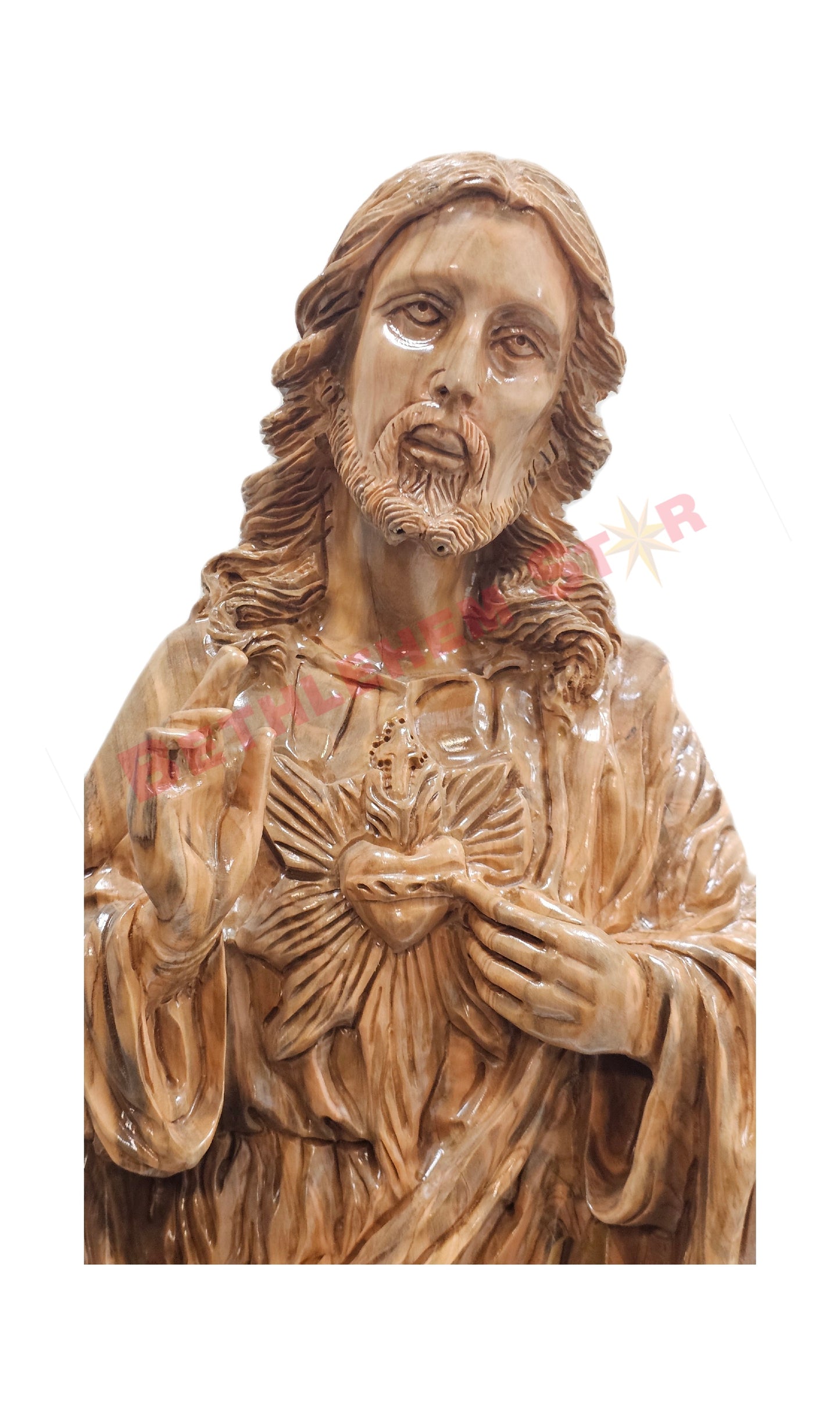 The Sacred heart of Jesus professionally hand carved from olive wood