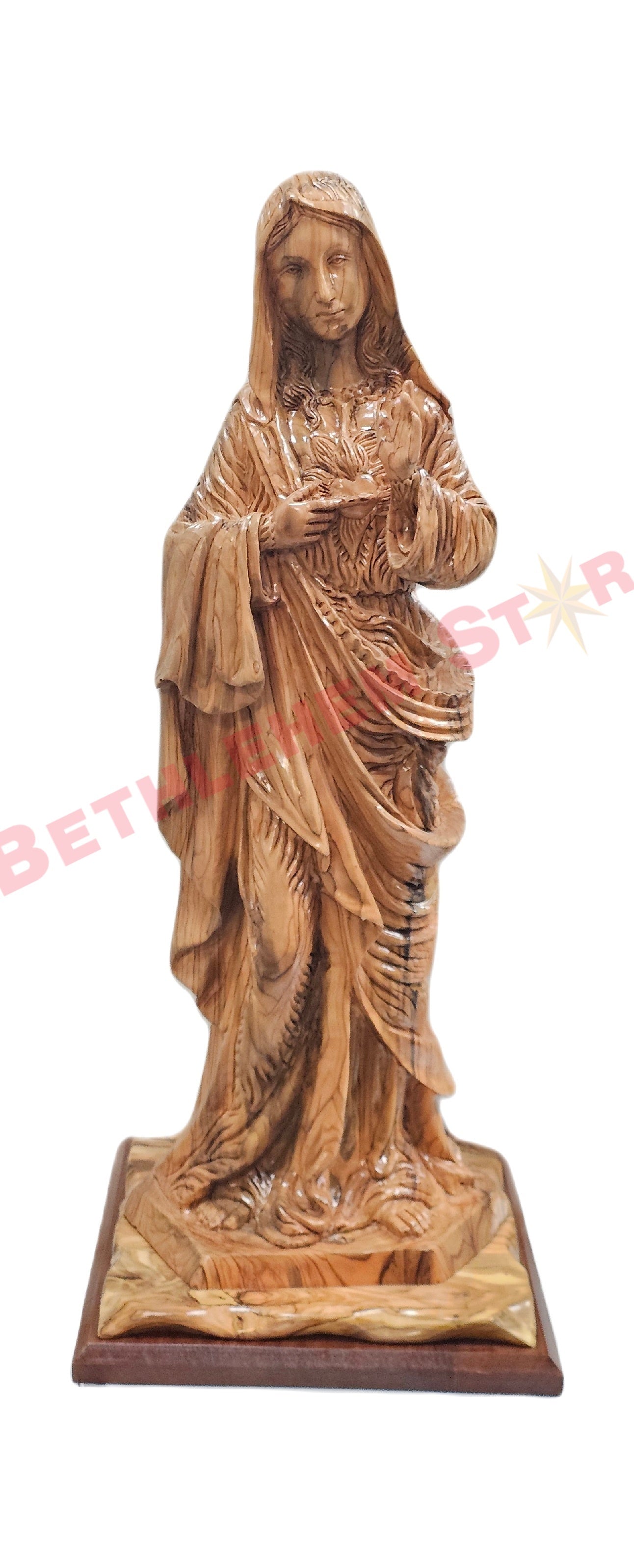 The Sacred heart of Marry professionally hand carved from olive wood
