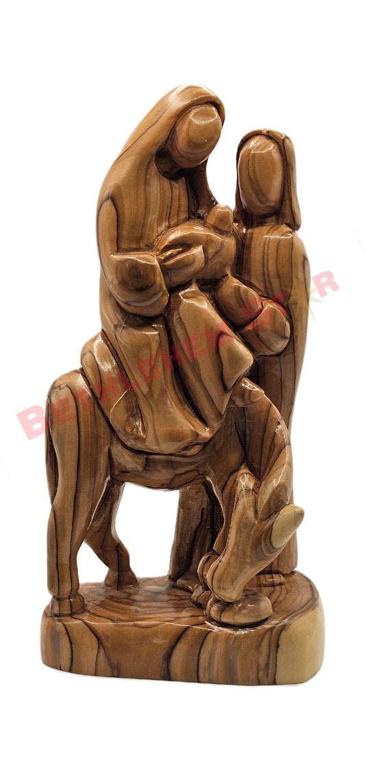 Olive wood Faceless Flight To Egypt Large