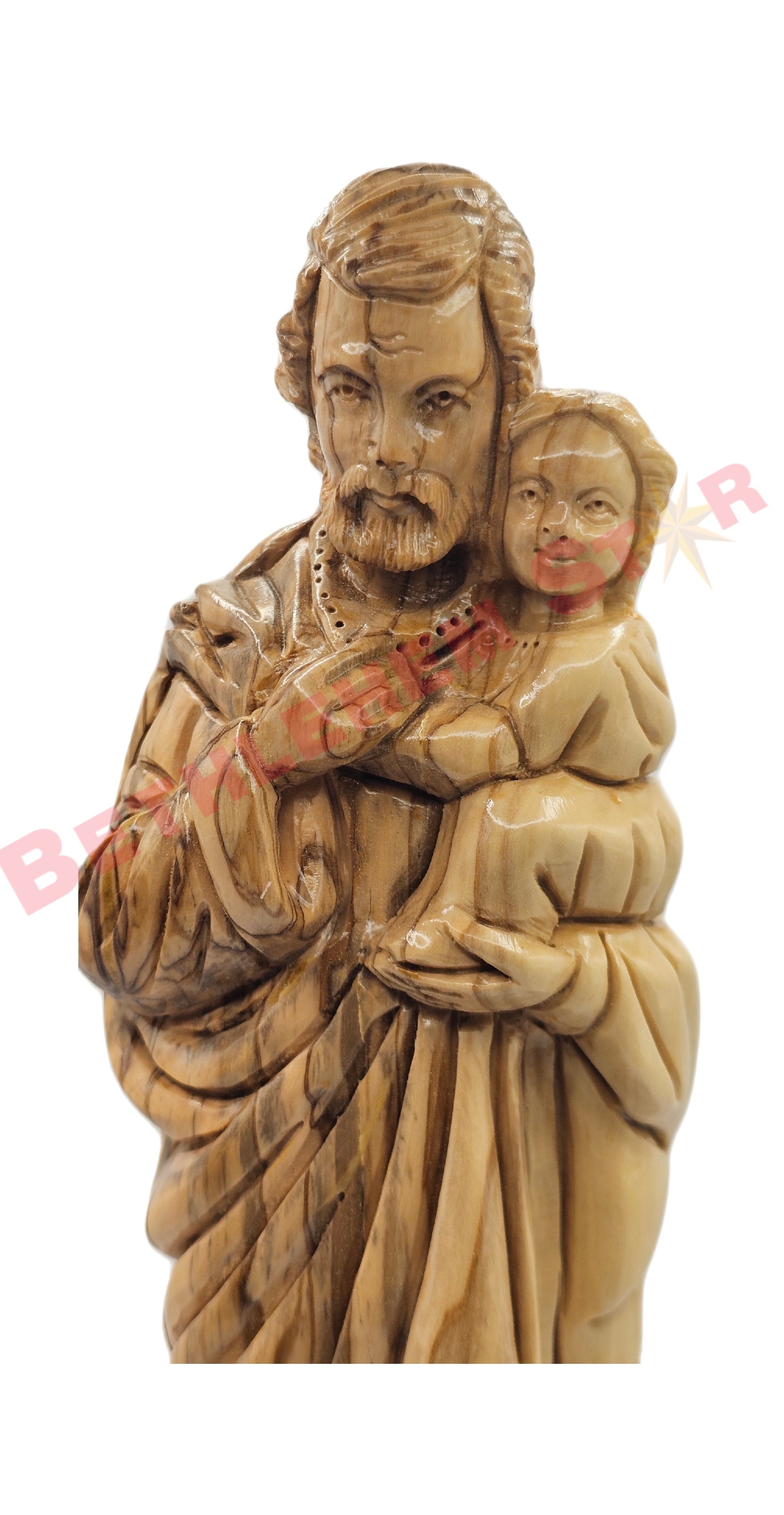 Olive Wood Saint Joseph Holding Baby Jesus medium