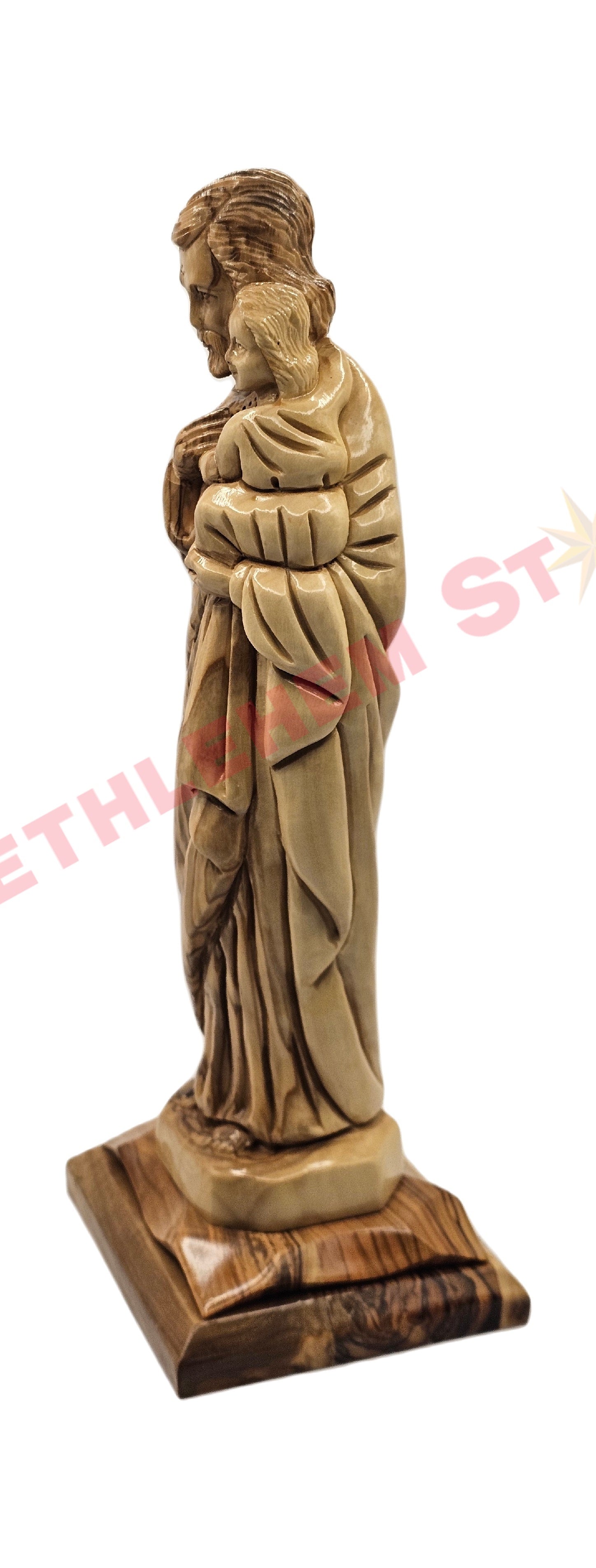 Olive Wood Saint Joseph Holding Baby Jesus medium