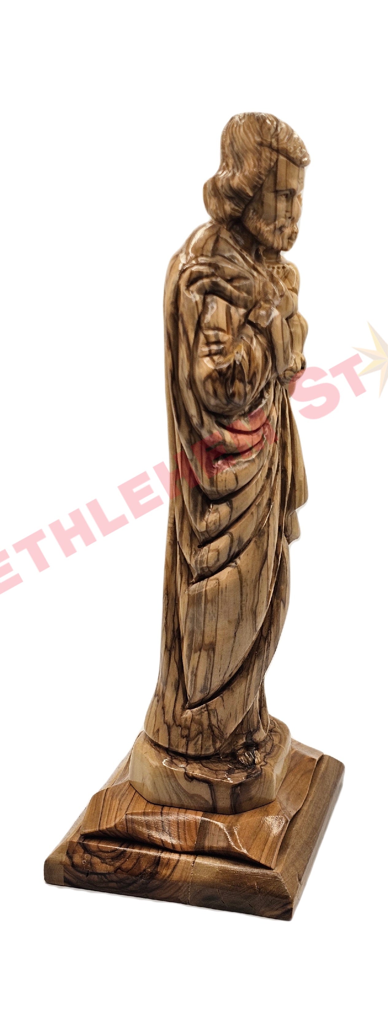 Olive Wood Saint Joseph Holding Baby Jesus medium