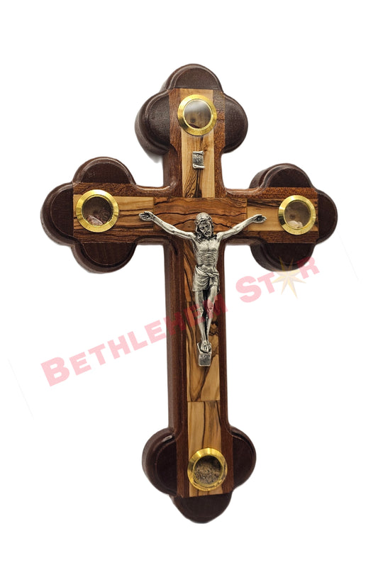 Olive wood & Mahogany Cross R 20cm