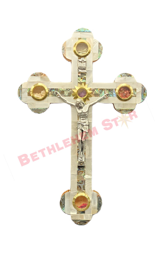 Mother of pearls & Olive wood Cross RMF 20cm
